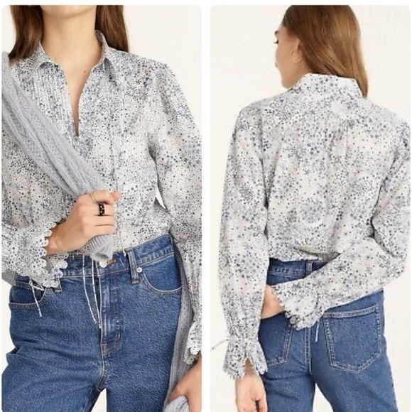 J. Crew x Liberty London Adeladja Stars Fabric, LS Blouse, Career, Fun Vibrant M - Picture 2 of 8